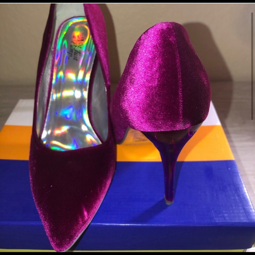 Maroon velvet stilettos